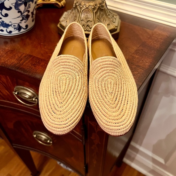 NWOB Carrie Forbes Atlas Raffia Rattan Straw Loafers Beige Natural Size 37 or‎ 7 - Picture 2 of 8